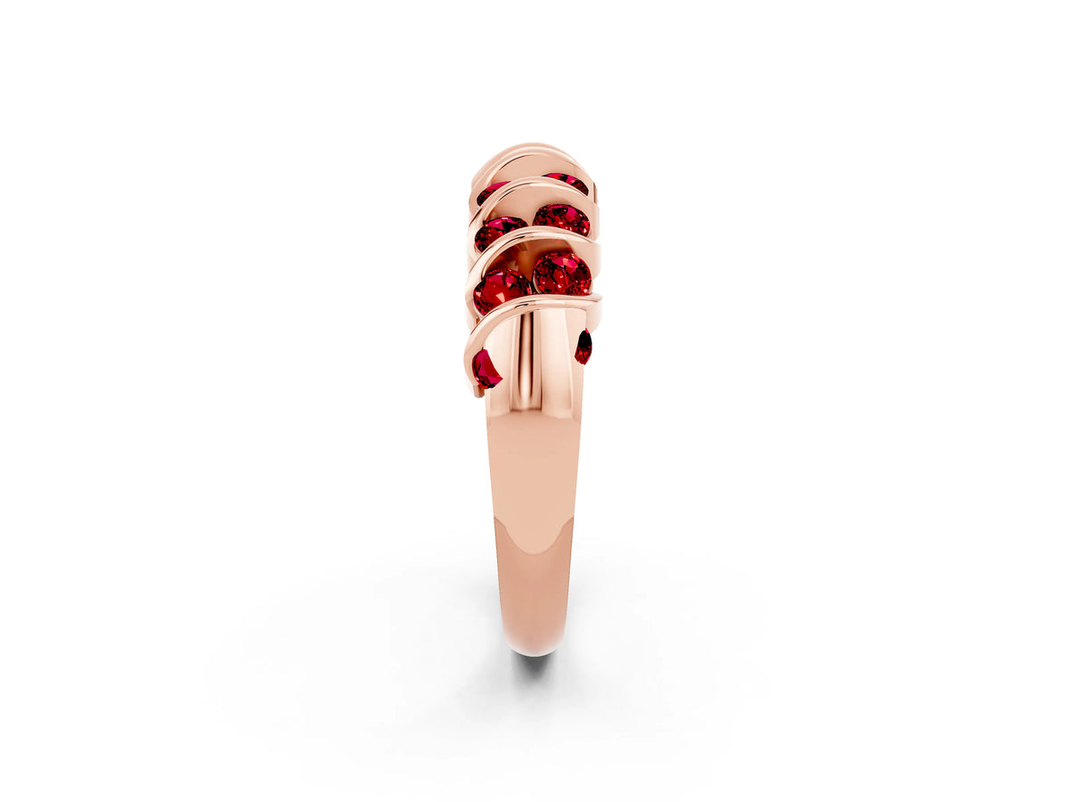 Multi-Row Round Ruby Band in Rose gold with Channel Setting_2