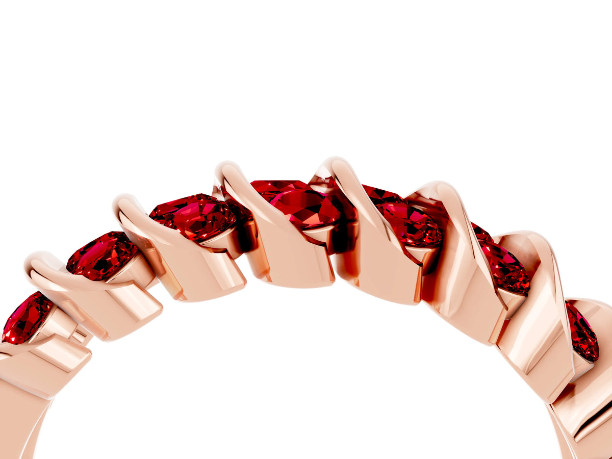 Multi-Row Round Ruby Band in Rose gold with Channel Setting_4