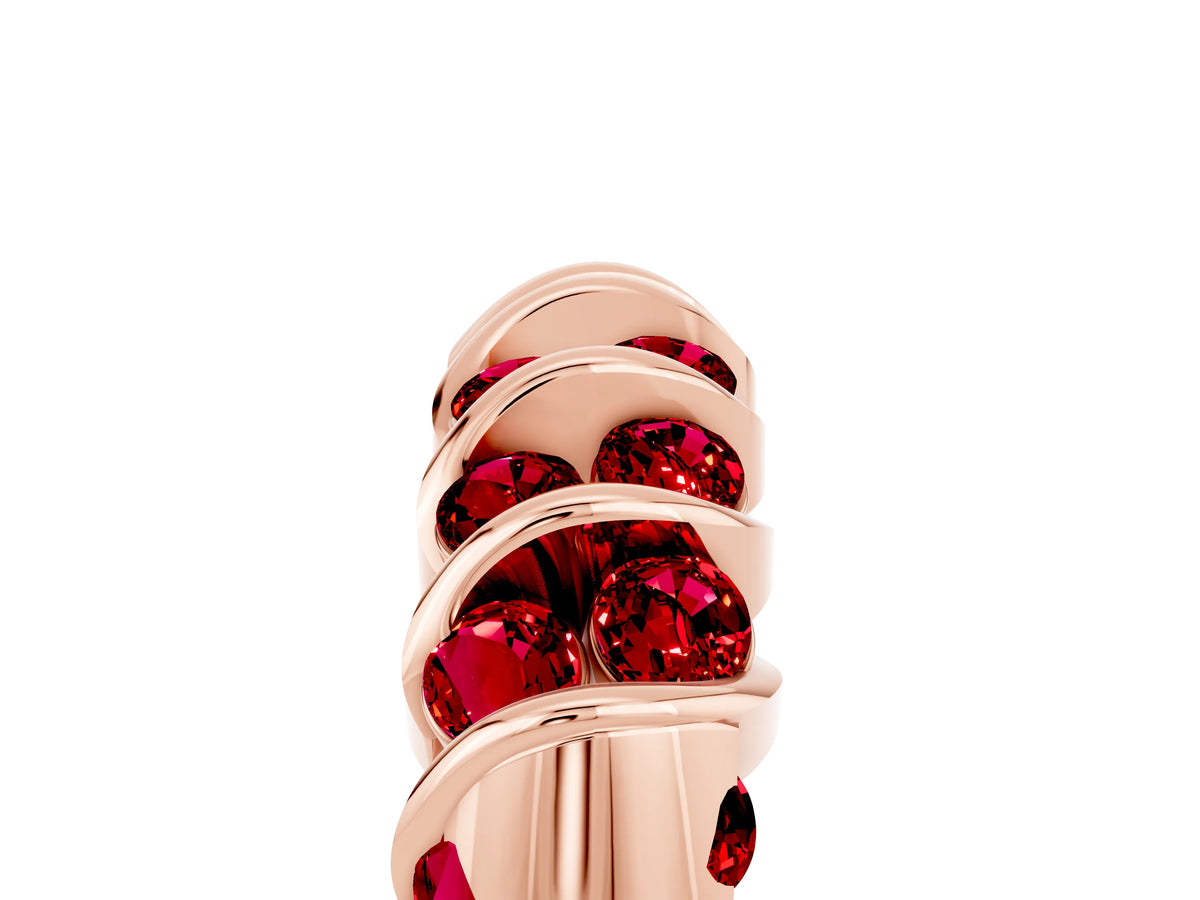 Multi-Row Round Ruby Band in Rose gold with Channel Setting_5