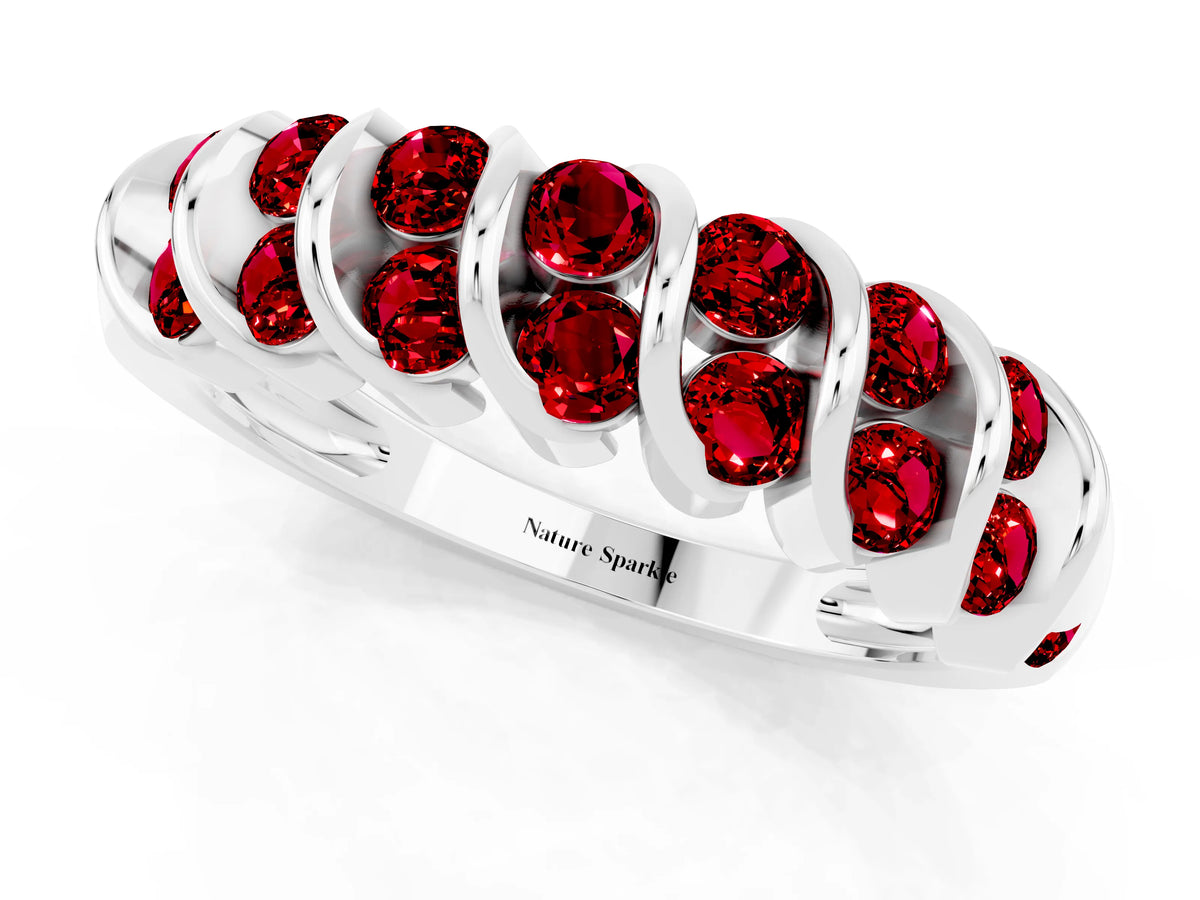 Multi-Row Round Ruby Band in White gold with Channel Setting_1