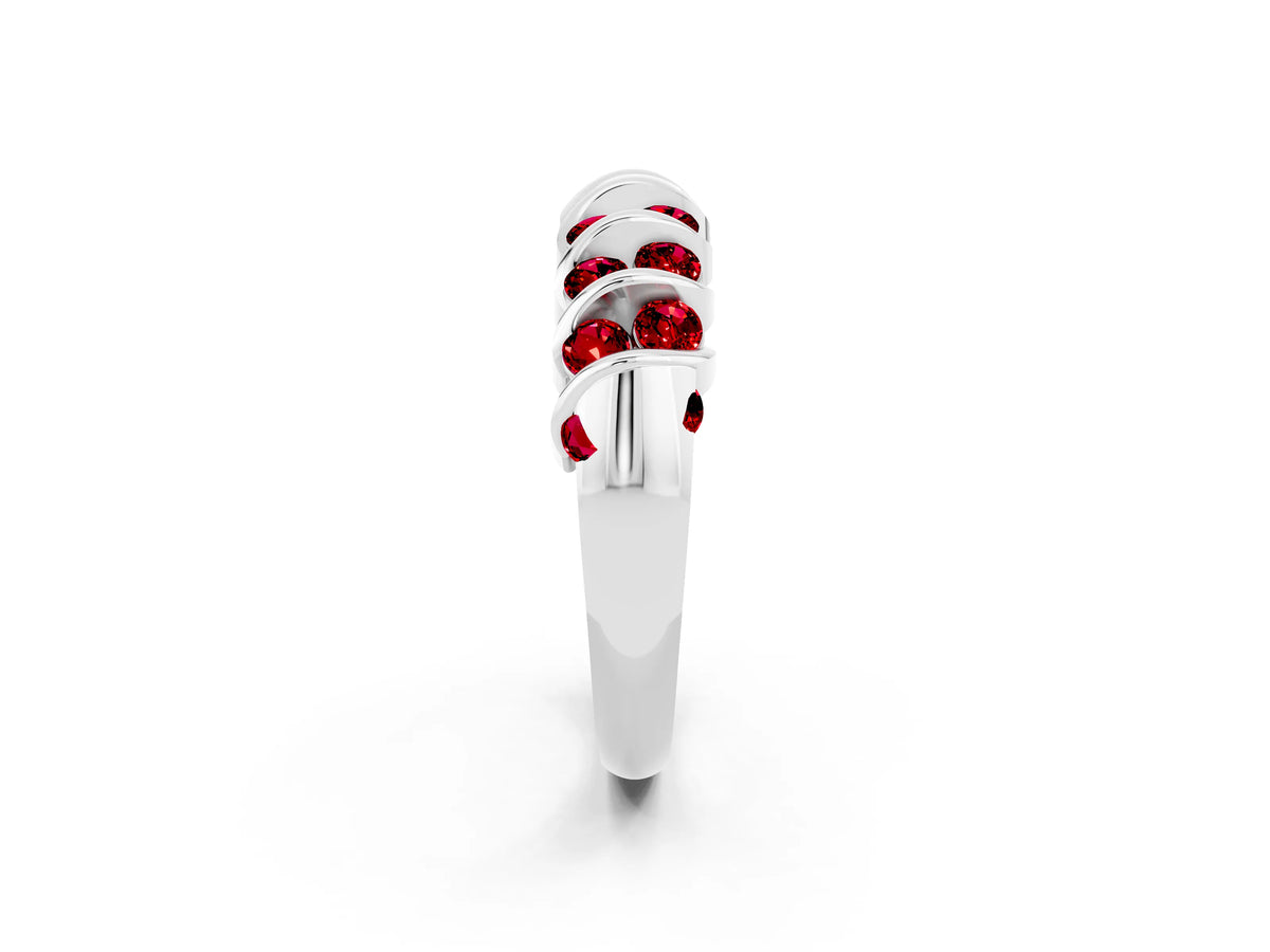 Multi-Row Round Ruby Band in White gold with Channel Setting_2