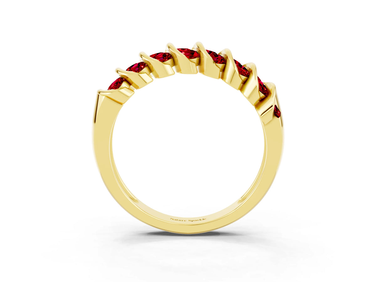 Multi-Row Round Ruby Band in Yellow gold with Channel Setting_3