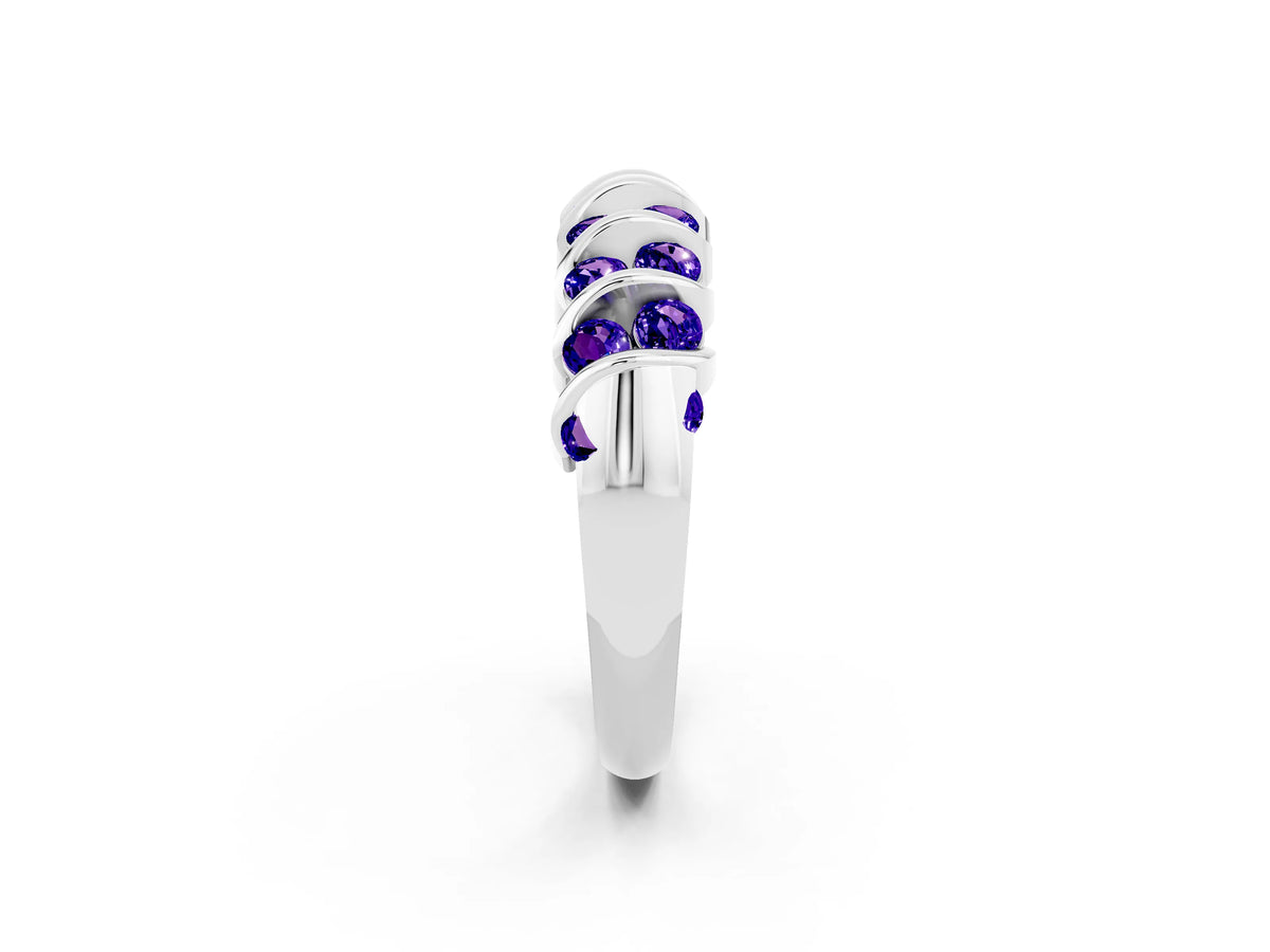 Multi-Row Round Tanzanite Band in Silver with Channel Setting_2