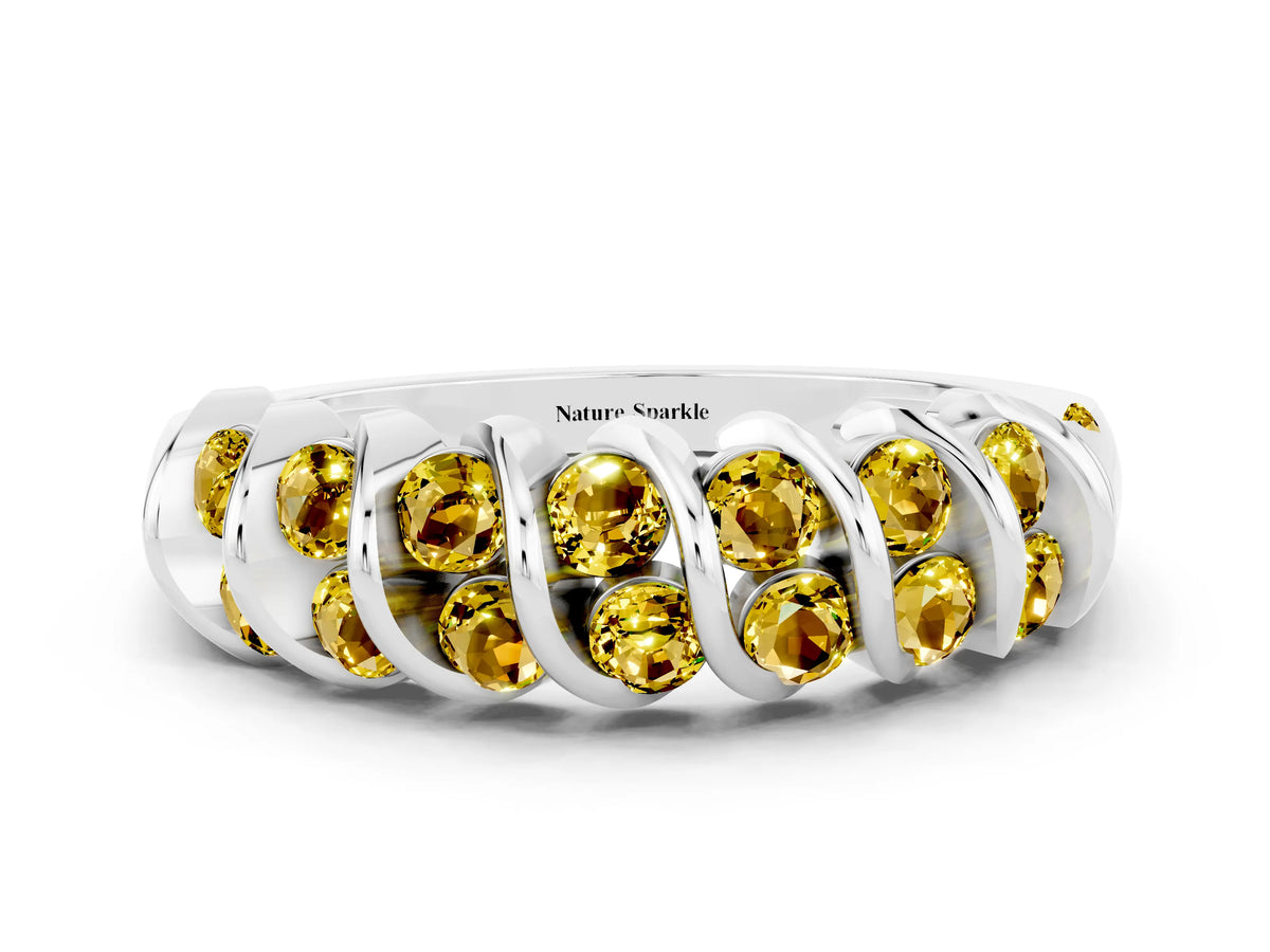 Multi-Row Round Yellow Sapphire Band in Silver with Channel Setting