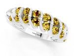 Multi-Row Round Yellow Sapphire Band in Silver with Channel Setting_1