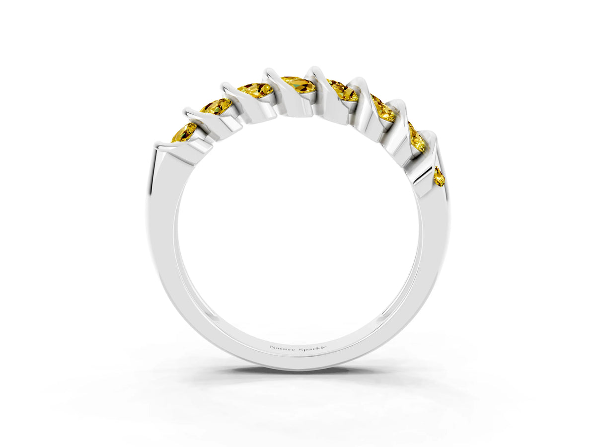 Multi-Row Round Yellow Sapphire Band in Silver with Channel Setting_3