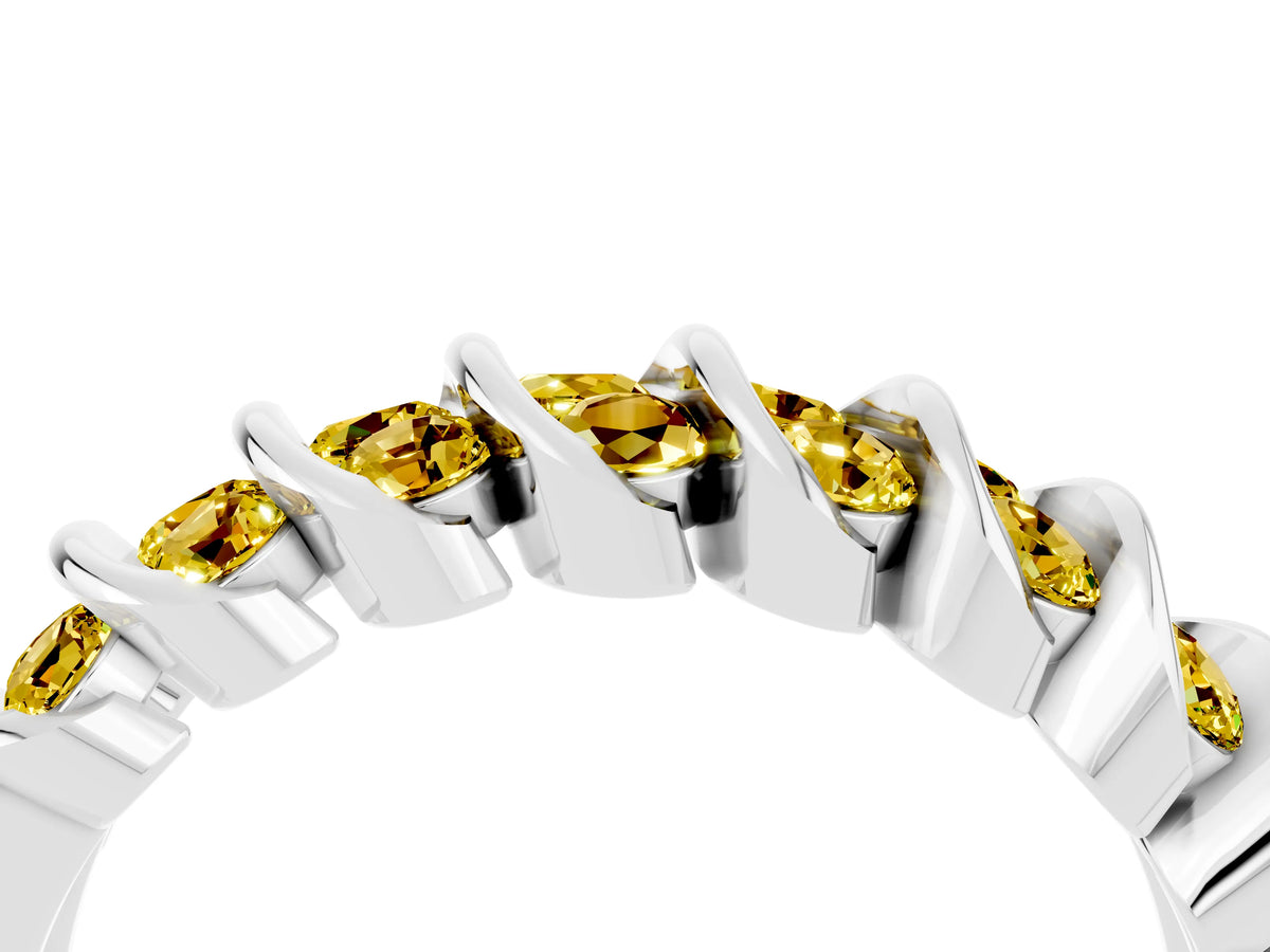 Multi-Row Round Yellow Sapphire Band in Silver with Channel Setting_4