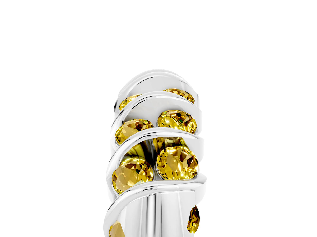 Multi-Row Round Yellow Sapphire Band in Silver with Channel Setting_5
