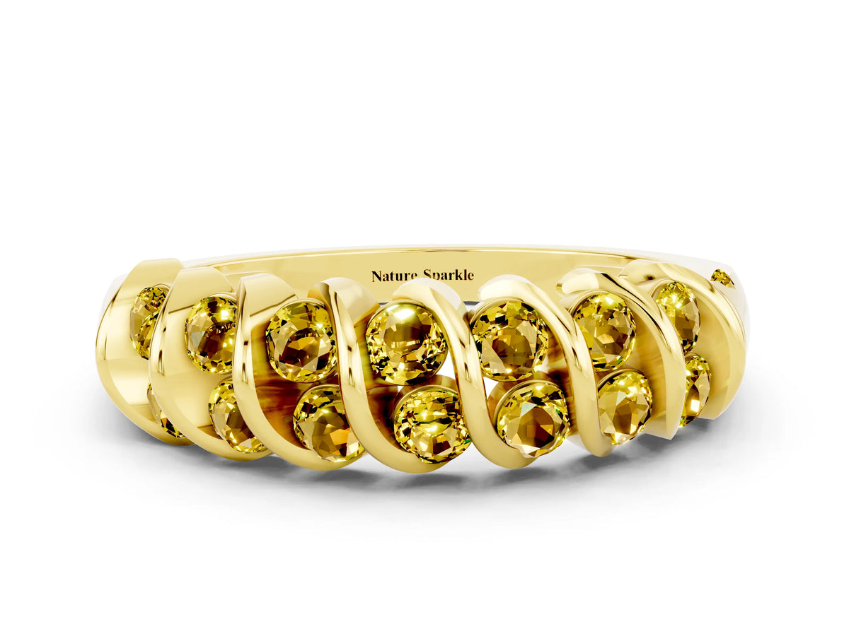 Multi-Row Round Yellow Sapphire Band in Yellow gold with Channel Setting