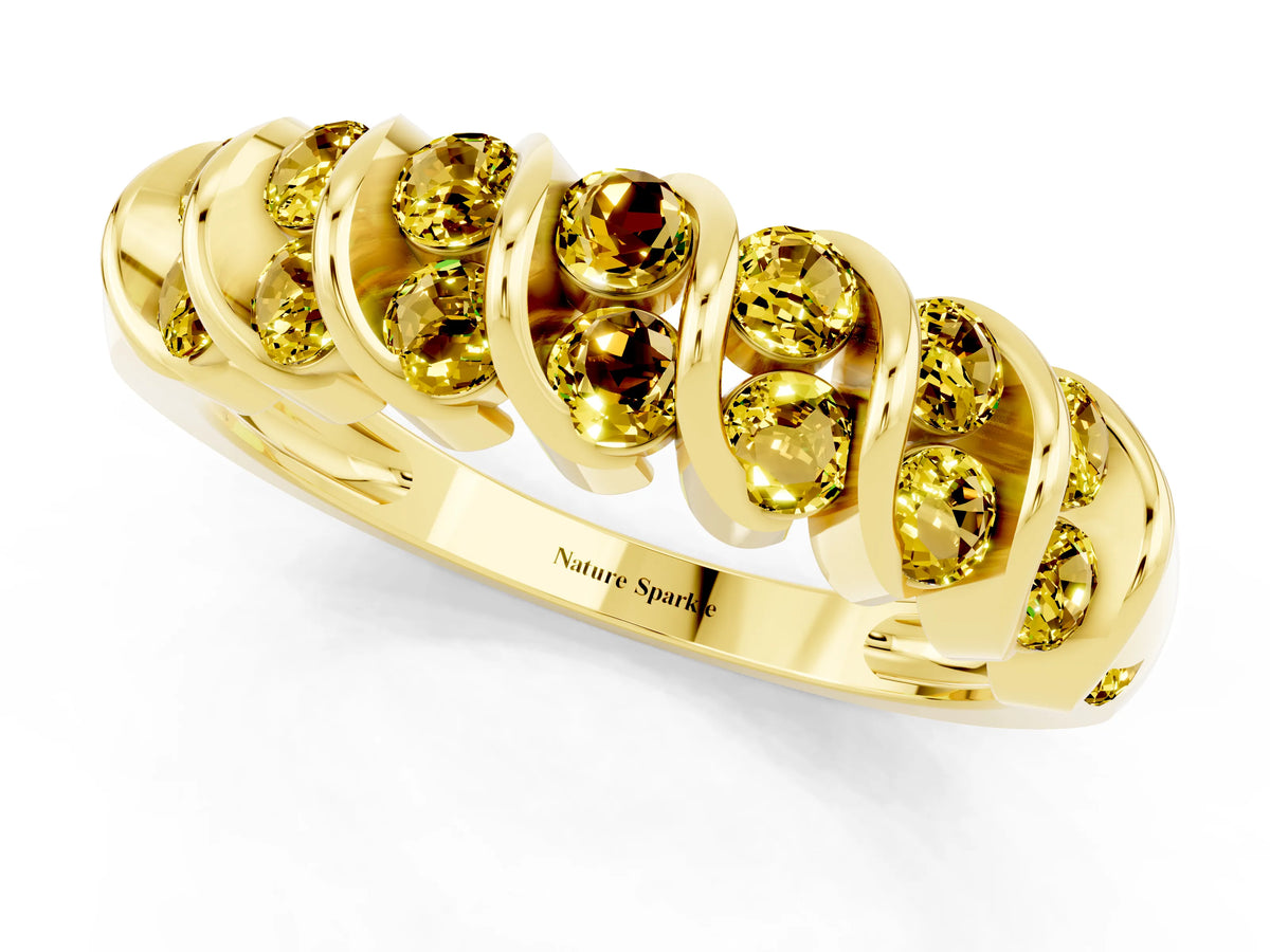 Multi-Row Round Yellow Sapphire Band in Yellow gold with Channel Setting_1