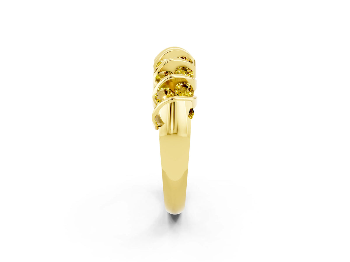Multi-Row Round Yellow Sapphire Band in Yellow gold with Channel Setting_2