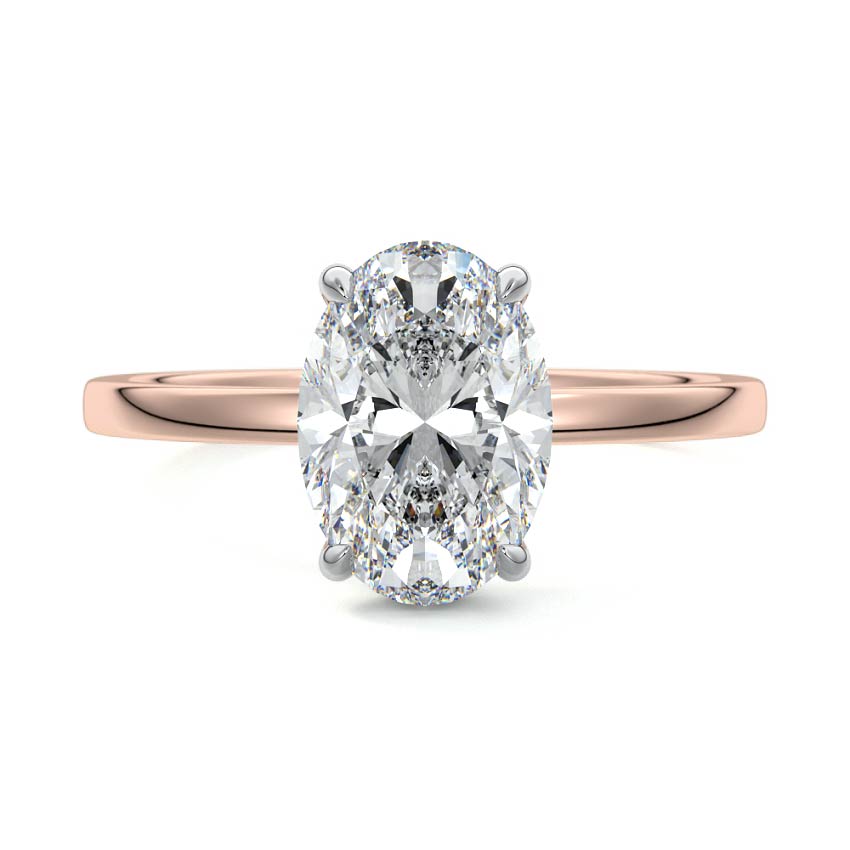 Rose gold Oval Diamond Hidden Halo Solitaire Engagement Ring