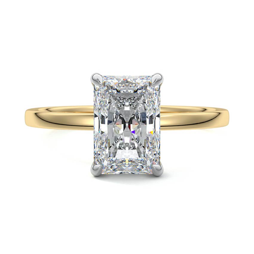 Yellow gold Radiant Diamond Hidden Halo Solitaire Engagement Ring