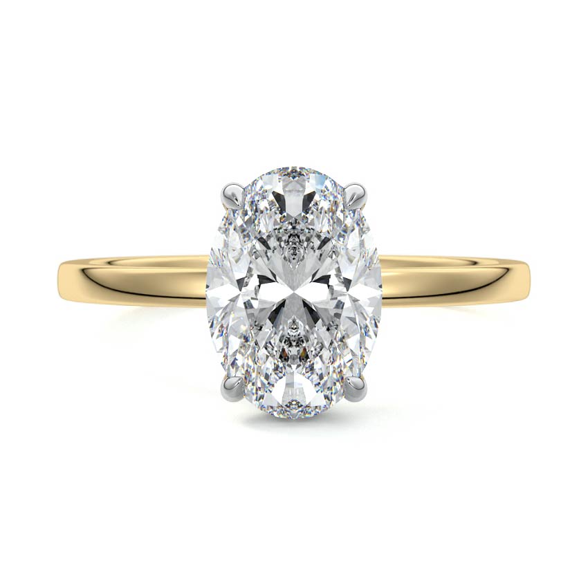 Yellow gold Oval Diamond Hidden Halo Solitaire Engagement Ring