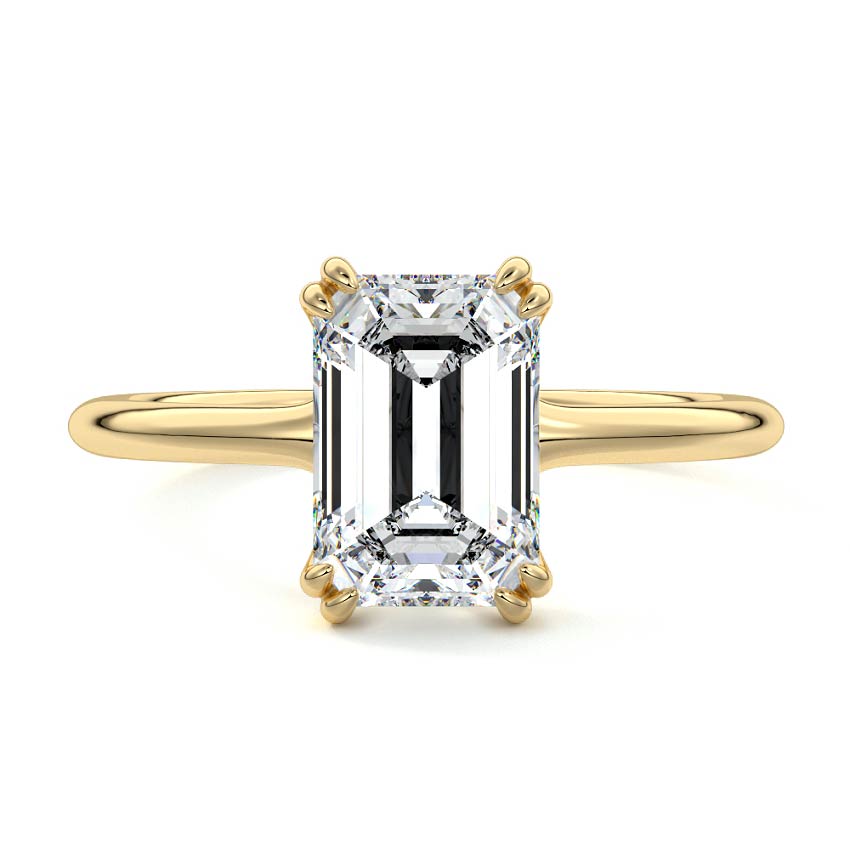 Yellow gold Emerald Diamond Solitaire Engagement Ring