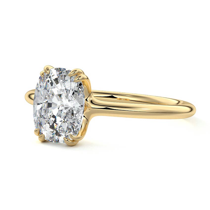 Yellow gold Cushion Diamond Solitaire Engagement Ring