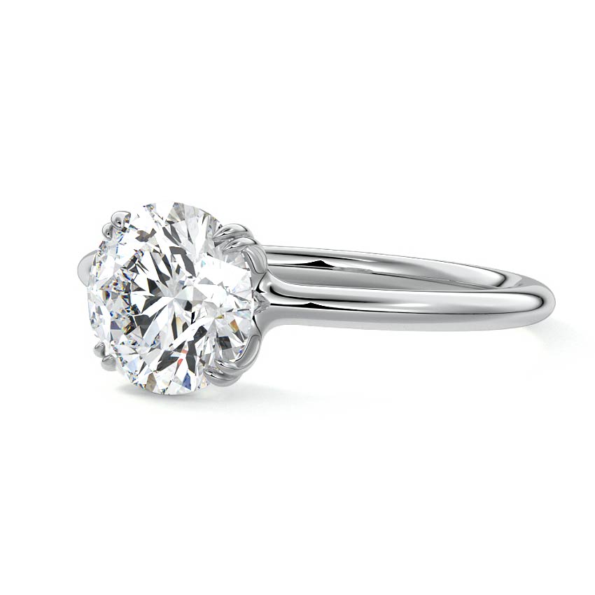 Silver Round Diamond Solitaire Engagement Ring