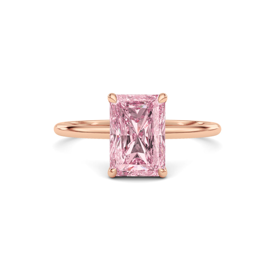 Rose gold Fancy Pink Radiant Cut Diamond Hidden Halo Solitaire Engagement Ring with Prong Setting