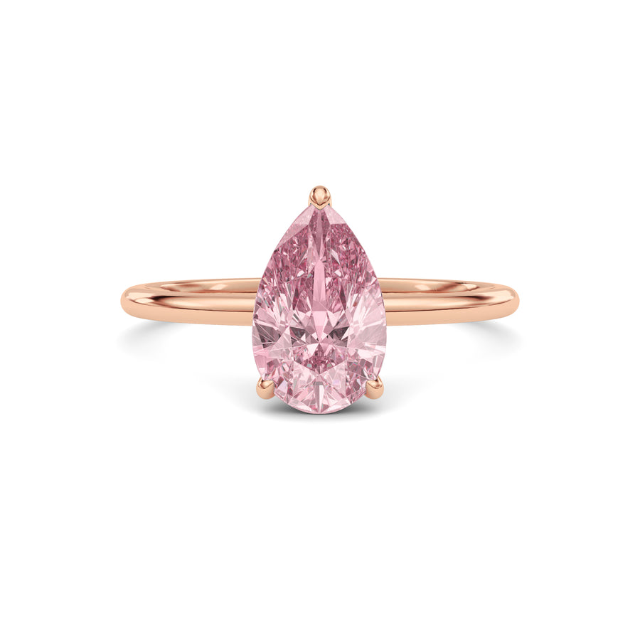 Rose gold Fancy Pink Pear Cut Diamond Hidden Halo Solitaire Engagement Ring with Prong Setting