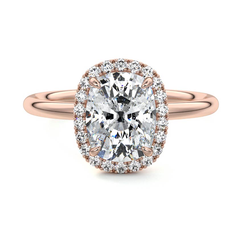 Rose gold Cushion Diamond Engagement Ring with Halo