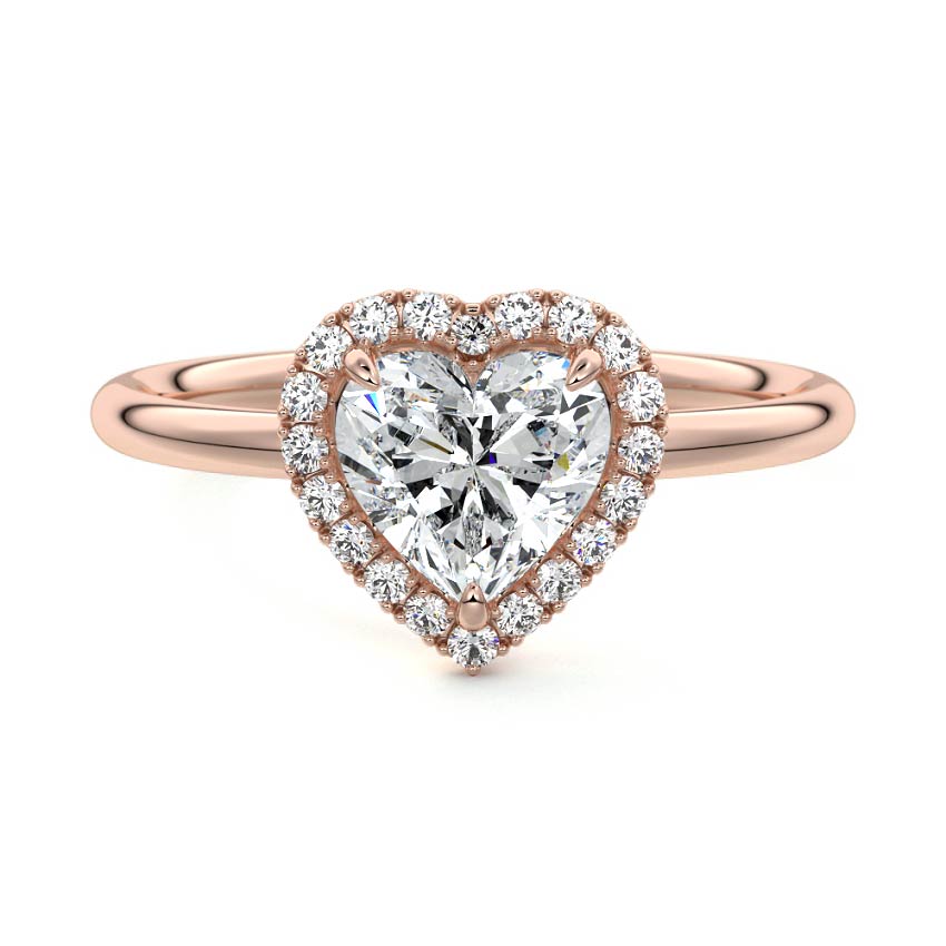 Rose gold Heart Diamond Engagement Ring with Halo