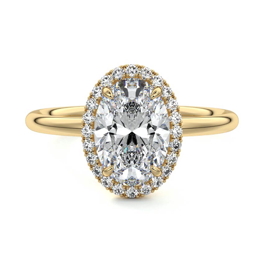 Yellow gold Oval Diamond Engagement Ring with Halo