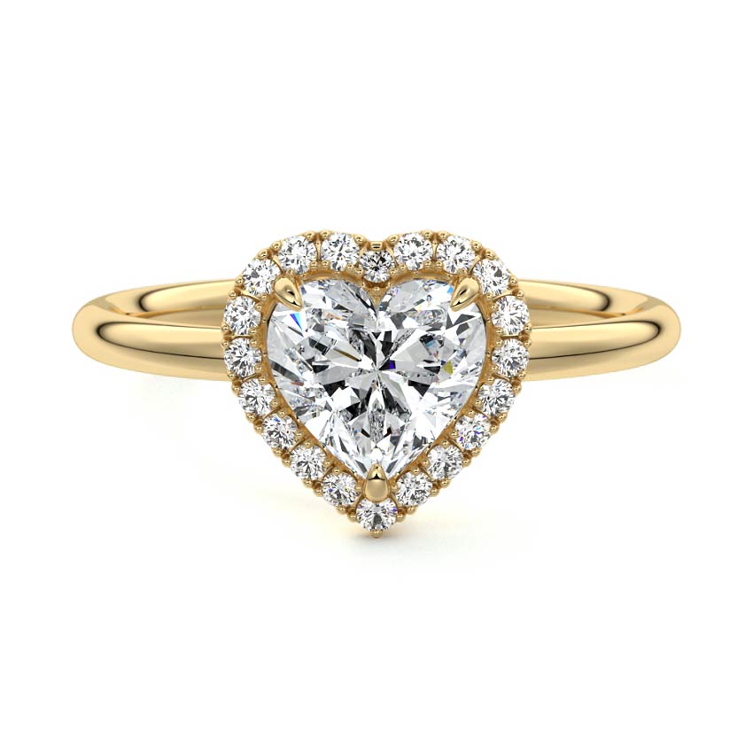 Yellow gold Heart Diamond Engagement Ring with Halo
