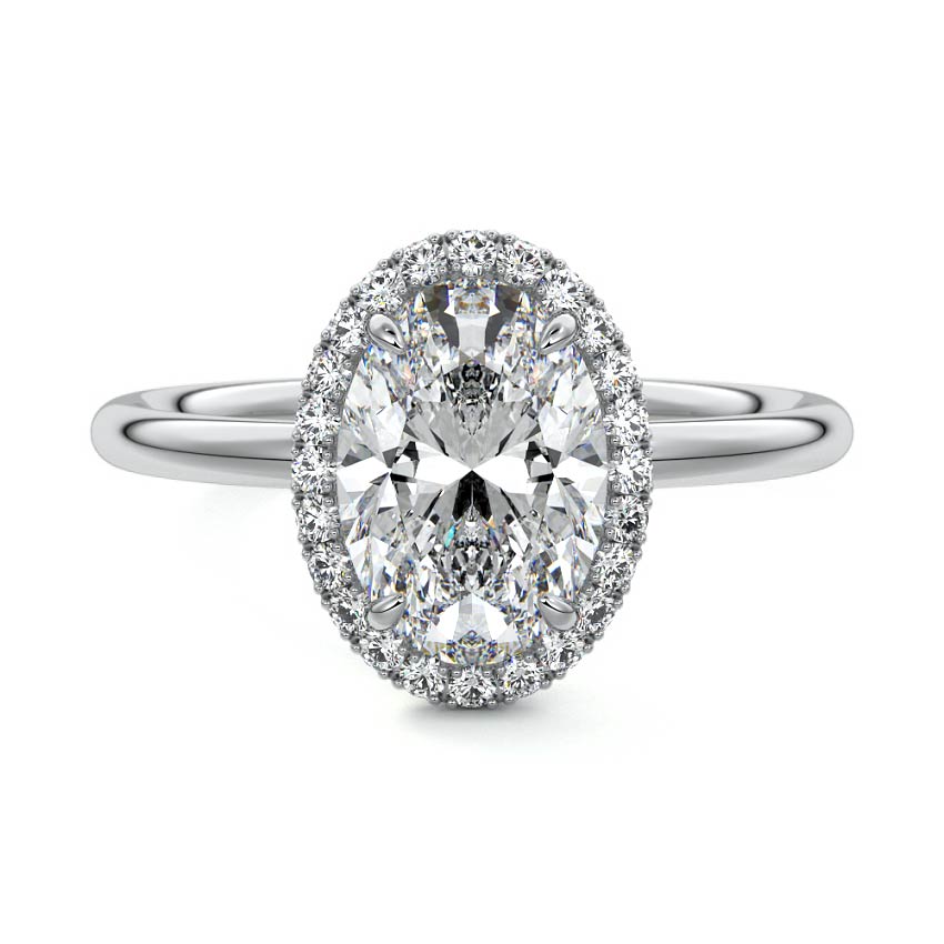 White gold Oval Diamond Engagement Ring with Halo