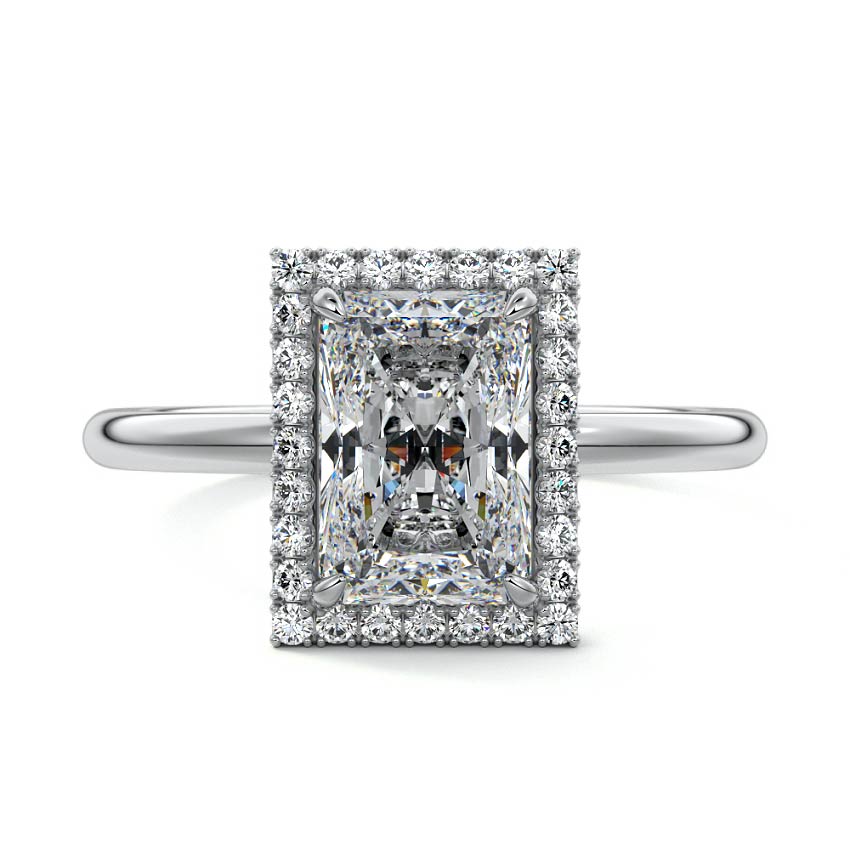 Platinum Radiant Diamond Engagement Ring with Halo