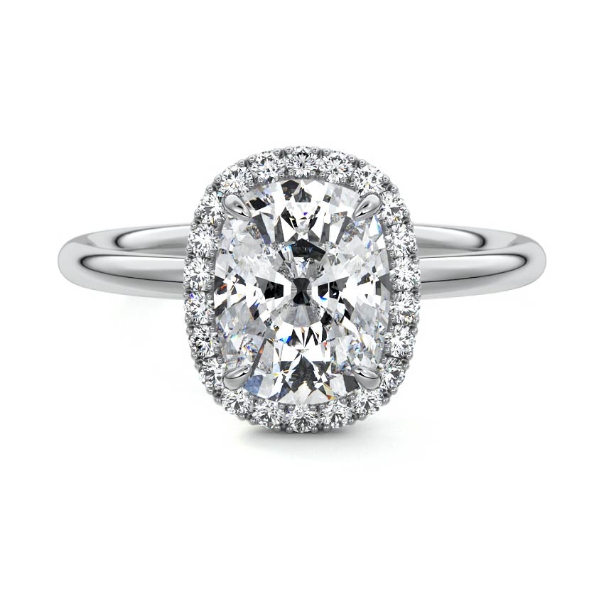 Platinum Cushion Diamond Engagement Ring with Halo