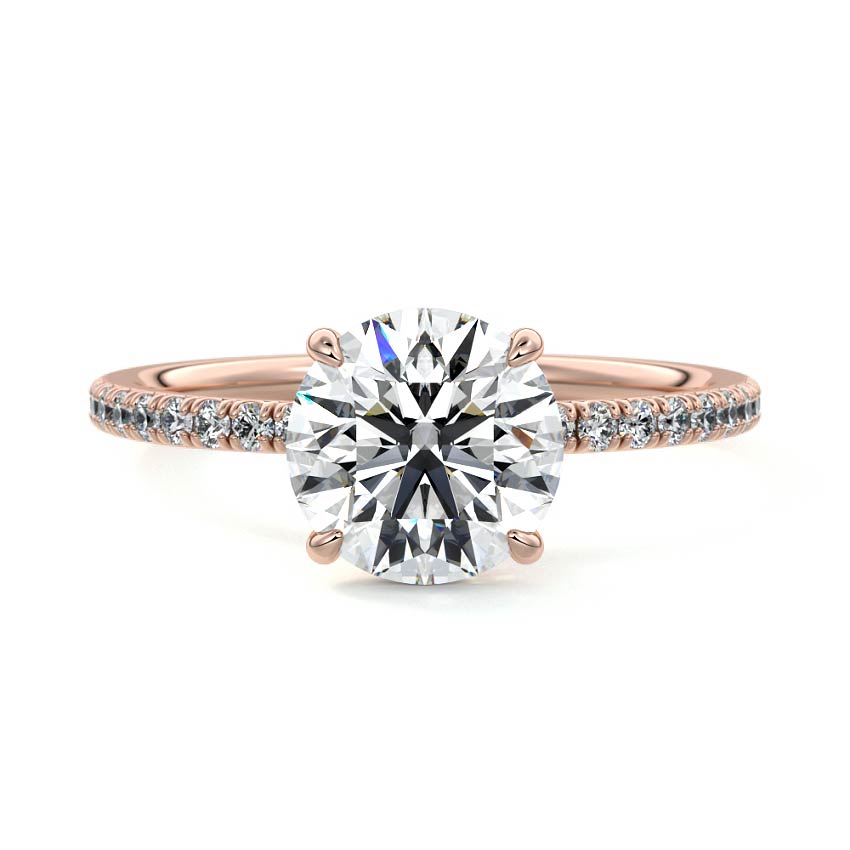 Rose gold Round Diamond Solitaire with Pavé Band