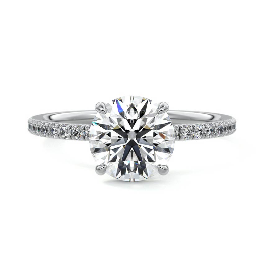 White gold Round Diamond Solitaire with Pavé Band