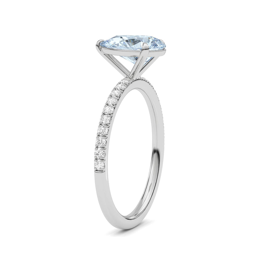 Platinum Fancy Blue Pear Cut Diamond Solitaire with Pavé Band