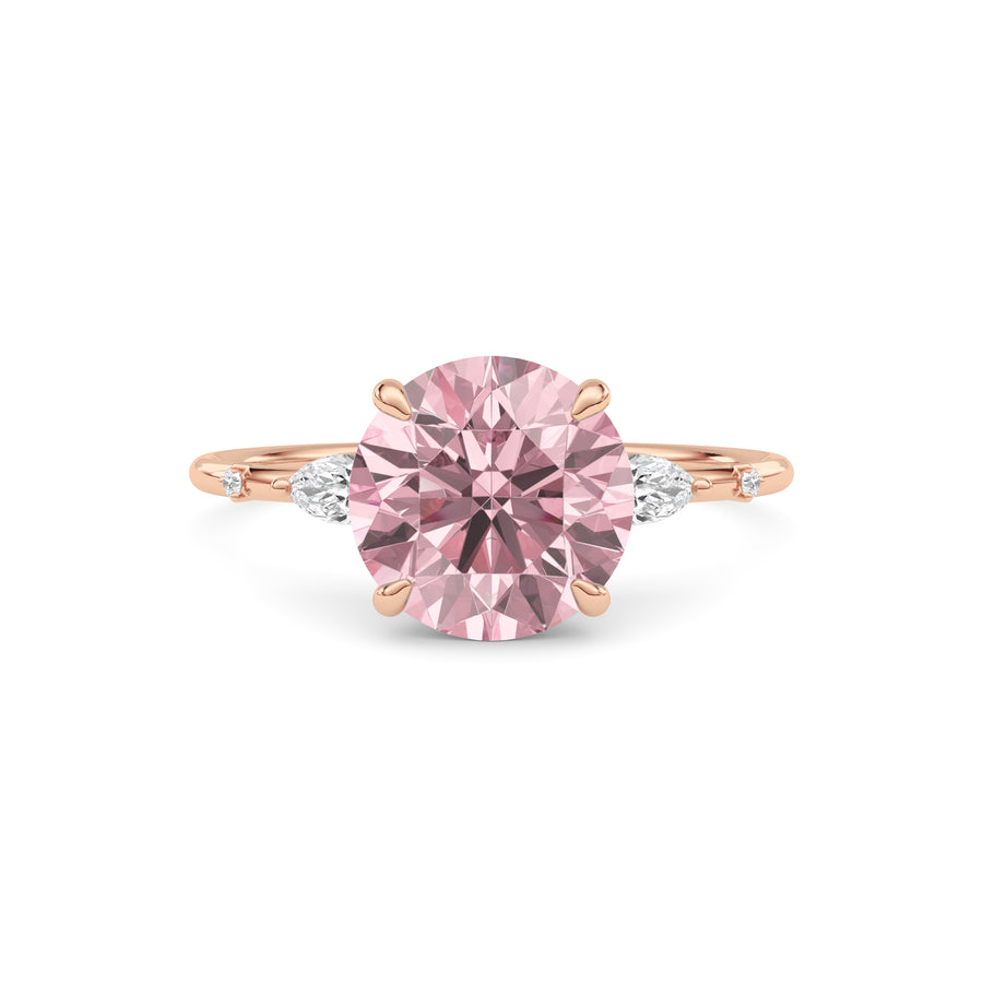 Rose gold Fancy Pink Round Cut Diamond Marquise Side Stone Engagement Ring
