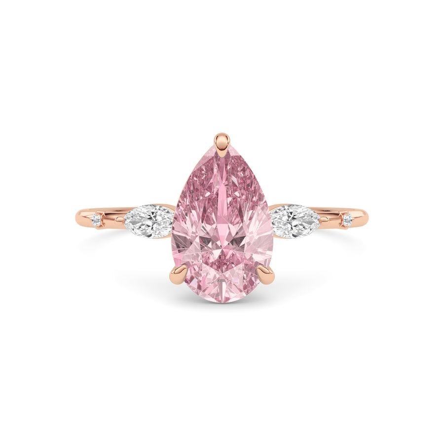 Rose gold Fancy Pink Pear Cut Diamond Marquise Side Stone Engagement Ring