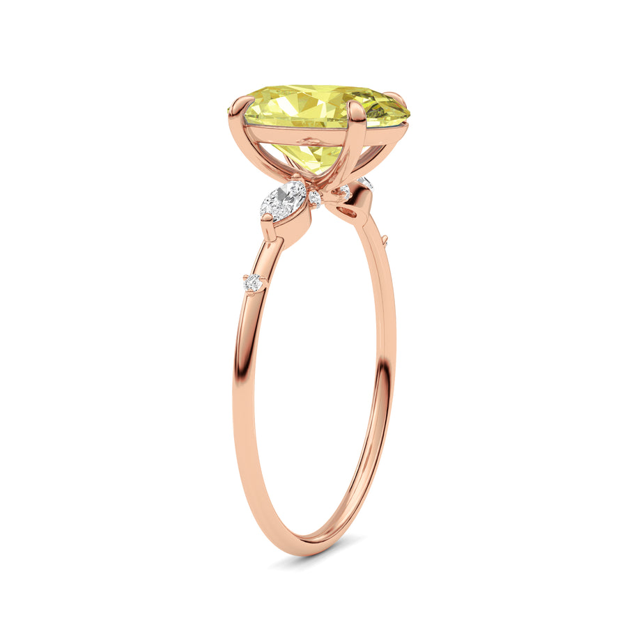 Rose gold Fancy Yellow Oval Cut Diamond Marquise Side Stone Engagement Ring