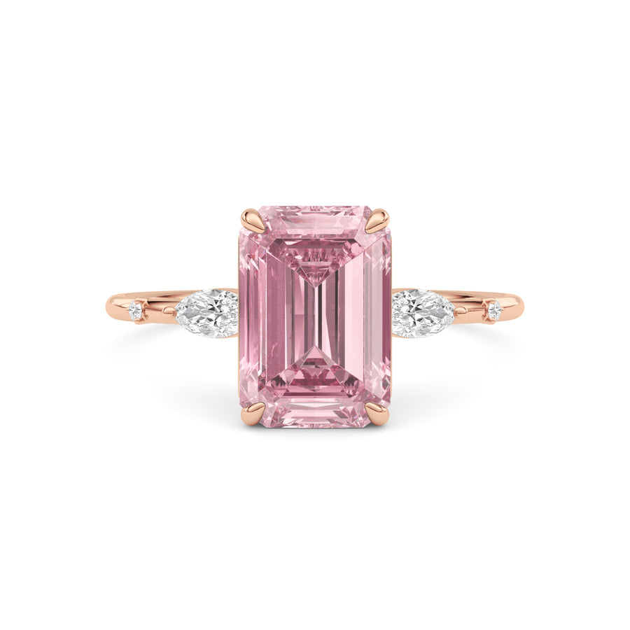 Rose gold Fancy Pink Emerald Cut Diamond Marquise Side Stone Engagement Ring