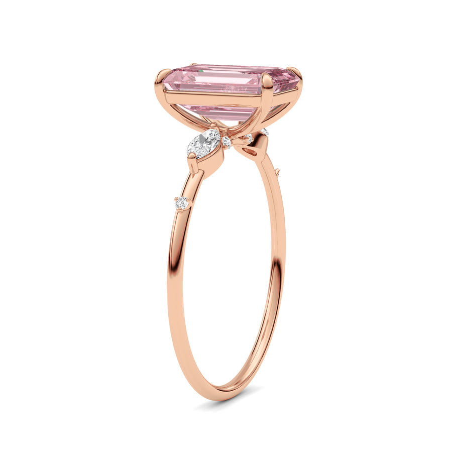 Rose gold Fancy Pink Emerald Cut Diamond Marquise Side Stone Engagement Ring