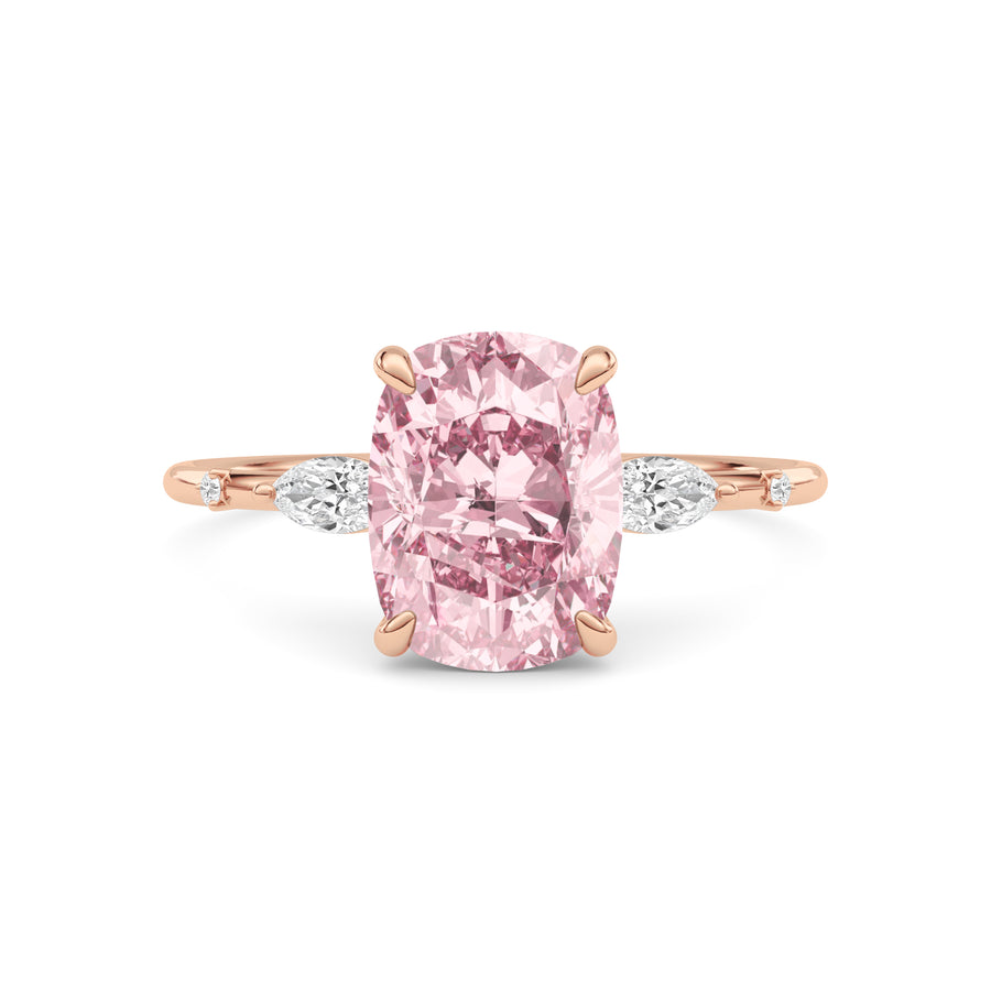 Rose gold Fancy Pink Cushion Cut Diamond Marquise Side Stone Engagement Ring