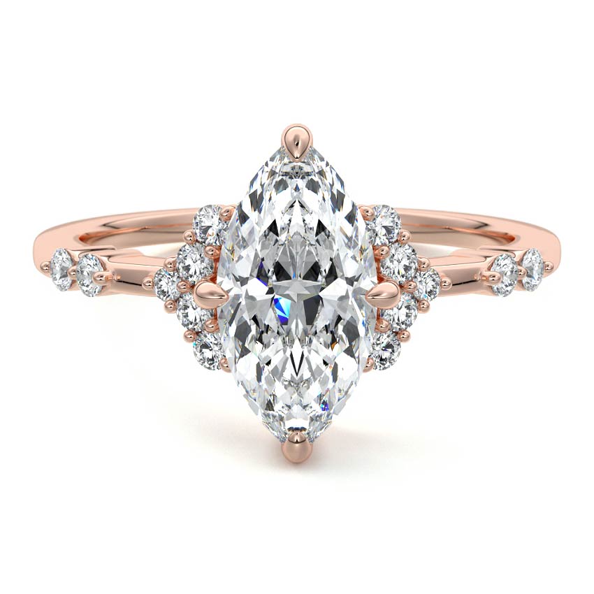 Rose gold Marquise Diamond Graduated Side Stone Engagement Ring