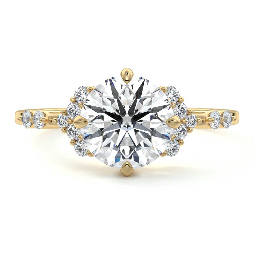 Yellow gold Round Diamond Graduated Side Stone Engagement Ring