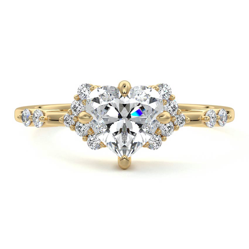 Yellow gold Heart Diamond Graduated Side Stone Engagement Ring