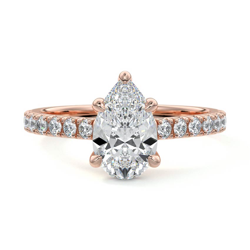 Rose gold Pear Diamond Accented Engagement Ring