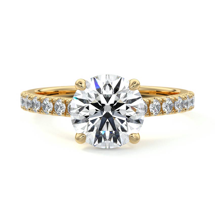 Yellow gold Round Diamond Accented Engagement Ring