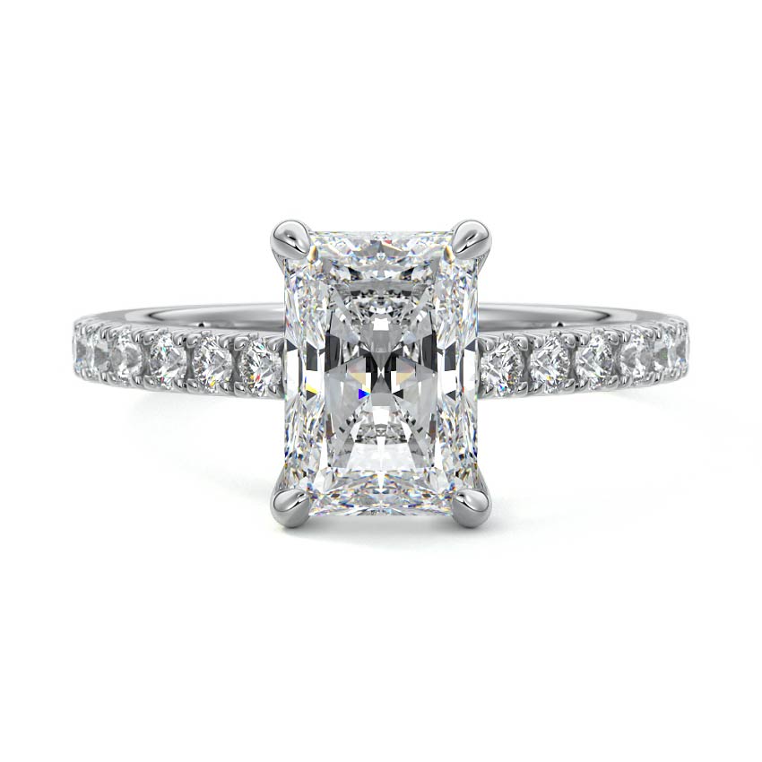 White gold Radiant Diamond Accented Engagement Ring
