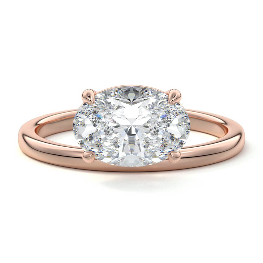 Rose gold Oval Diamond Solitaire Engagement Ring with Low Profile Prong Setting
