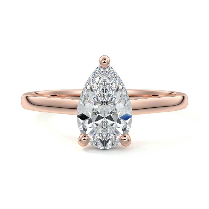 Rose gold Pear Diamond Solitaire Engagement Ring with Cathedral Setting