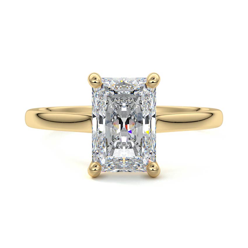 Yellow gold Radiant Diamond Solitaire Engagement Ring with Cathedral Setting