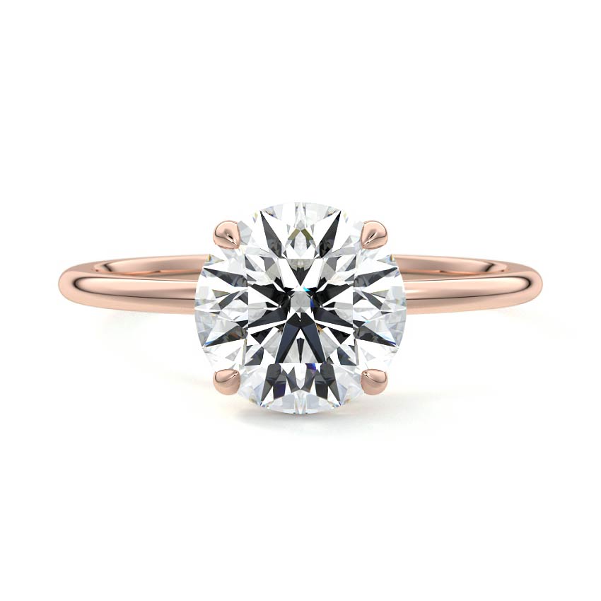 Rose gold Round Diamond Hidden Halo Solitaire