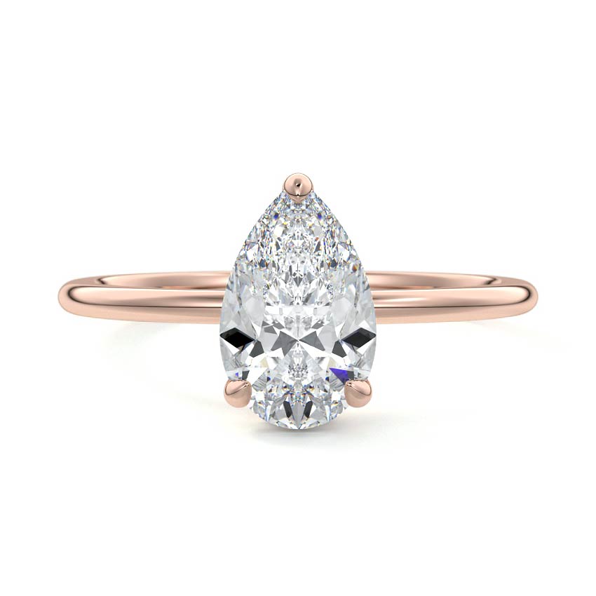 Rose gold Pear Diamond Hidden Halo Solitaire
